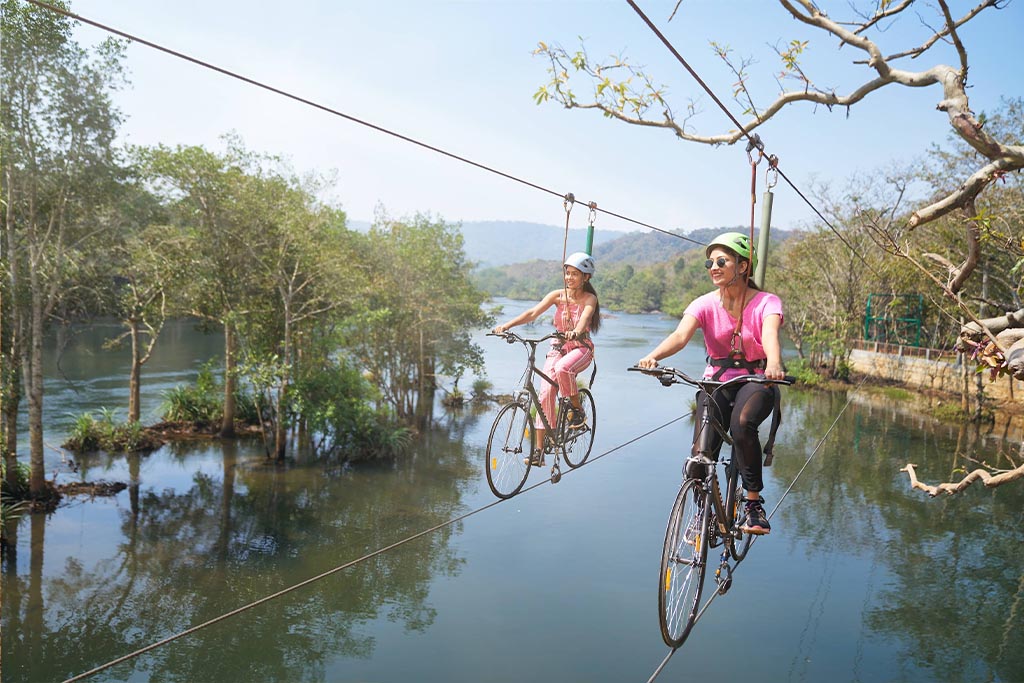 Dandeli river rope cycling
